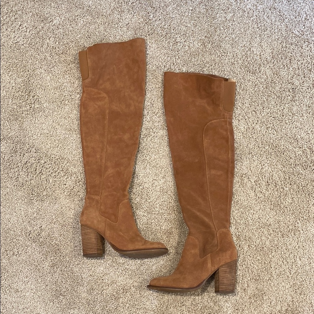 Tan Suede Over the Knee Boots